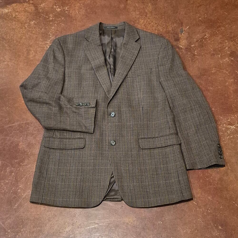 Lauren Ralph Lauren Sport Coat Mens 42L Tartan Plaid Brown Wool Blazer Jacket